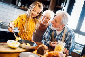 california visitation where grandparents are cooking with child