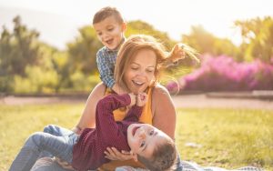 Mother playing with sons